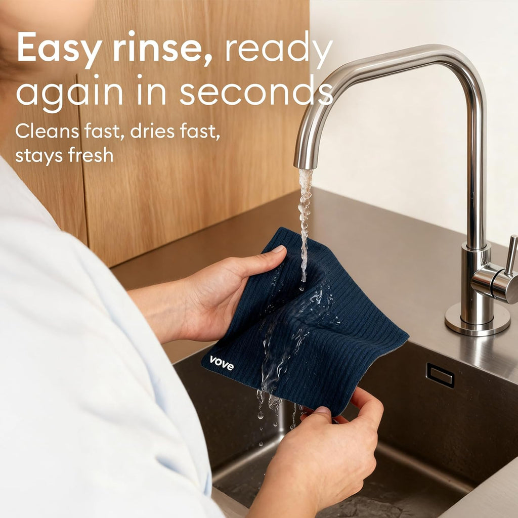 Vove Swedish Dishcloths 5-Pack, Coastal Calm - FSC Certified Cellulose & Cotton, Oeko-TEX Standard 100, Reusable Washable Kitchen Cleaning Cloths, Eco Friendly