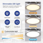 52" RGB Ceiling Fan with Light and Remote/App - Flush Mount Ceiling Fan Light with Reversible Mute Motor, RGB Ring, 5 Dual-Sided Blades, Low Profile Ceiling Fans for Indoor, Party