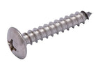 No. 12 x 1-1/4" Stainless Truss Head Phillips Wood Screw, (25 pc), 18-8 (304) Stainless Steel Sheet Metal Screws, Type A Point, Plain Finish by Bolt Dropper