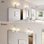 Bathroom Light Fixtures Brushed Nickel Vanity Lights with White Frosted Glass Shade, Double Wall Lamps for Mirror Kitchen Living Room Porch T001BR-L2