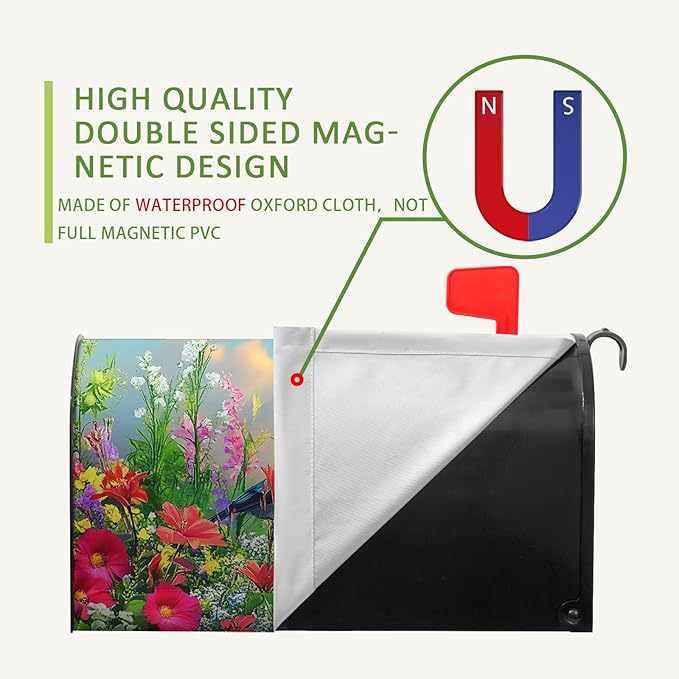 Spring Bird Flowers Mailbox Covers Magnetic Large Size 25.5x21 inch Summer Floral Mailbox Cover Oversized Colorful Farmhouse Mailbox Wrap Post Box Cover for Garden Outdoor Decor