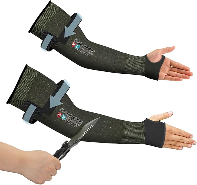 Schwer PRO-SKIN ANSI A9 Cut Resistant Arm Sleeves for Men & Women, 18in Puncture Resistant Arm Protectors for High Risk Work