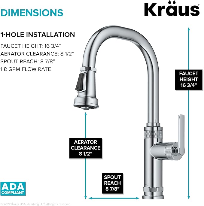 KRAUS Allyn Industrial Pull-Down Single Handle Kitchen Faucet in Chrome, KPF-4102CH