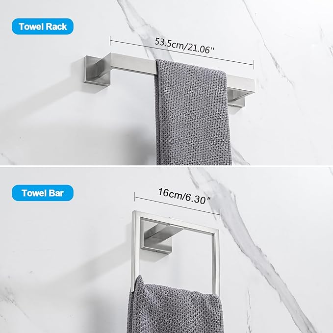 4-Piece Bathroom Hardware Set, Towel Rack Towel Holder Toilet Paper Holder Towel Hooks Towel Bar Set Stainless Steel Towel Rack Accessories Set Wall Mounted, Brushed Nickel 23 Inch