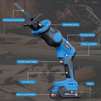 20V Cordless Reciprocating Saw, Brushless Electric Saw with 2 x 2.0Ah Batteries and 6 Blades,Tool-Free Blade Change, Portable Power Reciprocating Saw for Cutting Wood, Metal, PVC