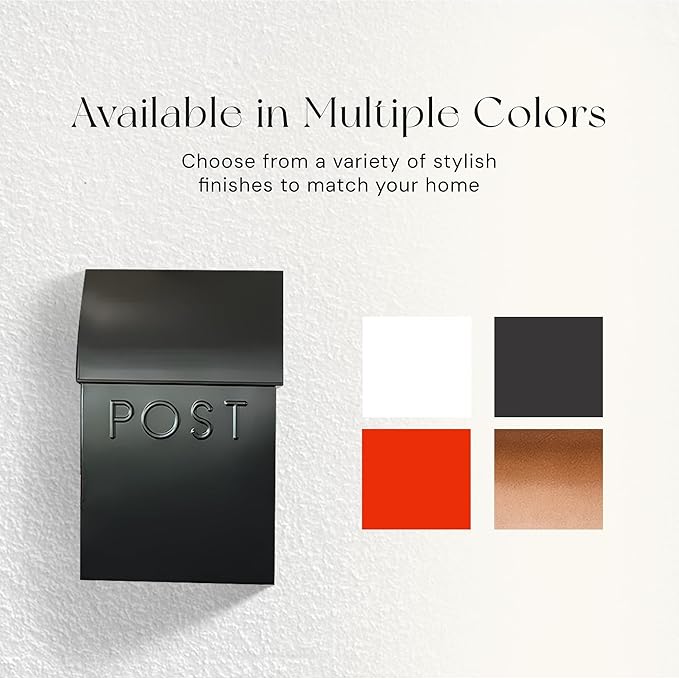 NACH Mailboxes for Outside Wall Mount, 15 x 10 x 4 inches, Black Wall Mounted Mailbox and Newspaper Holder, Waterproof Mailbox for Door - The Milano Mailbox