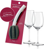 | The WINE Brush – One Step Patented Stemware Cleaning Sponge with Soap Dispenser and Replaceable Sponge Head Designed to Clean Wine Glass Rim and Bowl