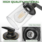 DORESshop 17 Inch Bathroom Light Fixtures, 3-Light Black with Gold Trim Bathroom Lighting Fixtures Over Mirror with Clear Glass Shade, Vanity Lights for Living Room Bedroom