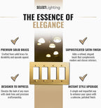 4-Gang Satin Brass Wall Plate, Electrical Receptacle Wall Outlet Faceplate, GFI/Rocker Decorator Light Switch Cover