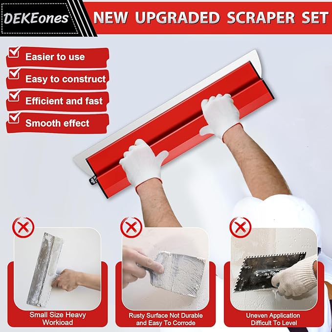 DEKEones 32Inch/80CM Skimming Blade, Stainless Steel Drywall Smoothing Spatula for Large Working Area Wall Decoration Construction Tool