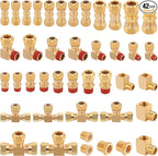 42 PCS DOT Air Brake Line Fittings, Brass Compression Air Nylon Tubing Fittings Repair Assortment 1/8" 1/4" 3/8" 1/2" 5/8" For Trucks or Industrial Air System