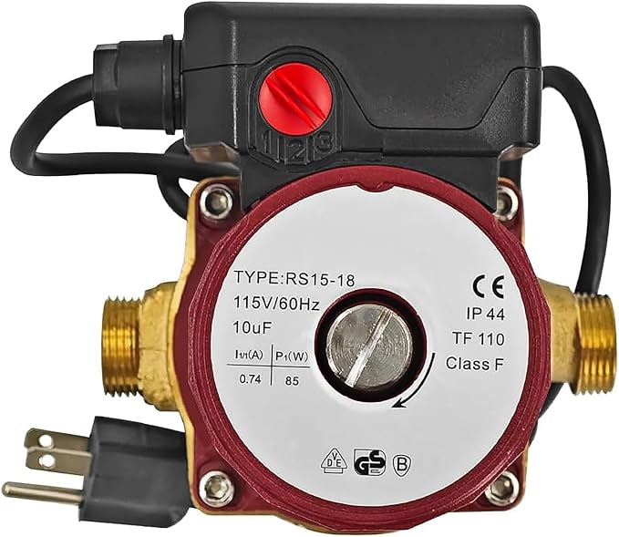 UP15-18B5 59896114 Circulator Pump 115V, 1/25 HP, 1/2" Sweat End Open System Circulator, Bronze Recirculating Pump, Hot Water Circulator, Compatible with Grund-fos,Red