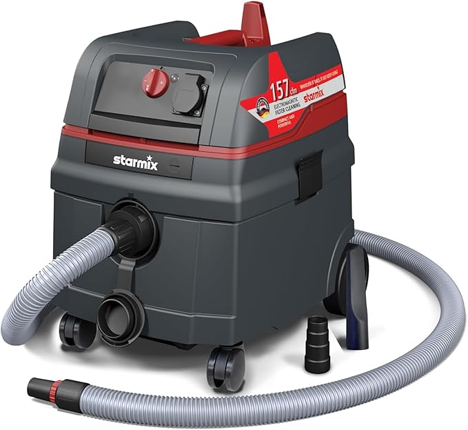 Starmix 1625 "Powerhouse Basic 6.6 Gallons/25L, High Performance Multi-Use Portable Dust Extractor - Wet/Dry - Manual Self-Clean Filter System - HEPA Certified, 103860
