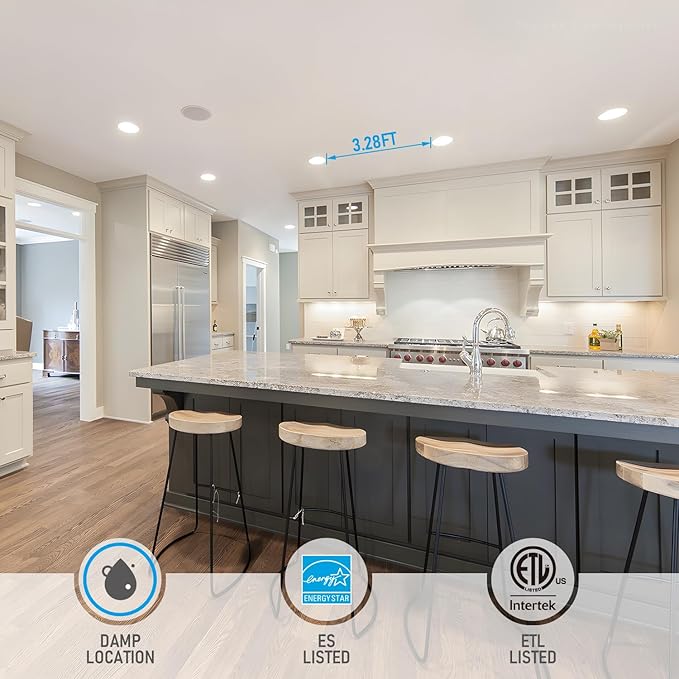 TORCHSTAR 12-Pack 6 Inch Ultra-Thin LED Recessed Lighting with J-Box, 4000K Cool White, 12W Dimmable 1000lm Brightness LED Downlight, ETL & Energy Star Listed