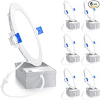 Ensenior 6 Pack 6 Inch LED Recessed Light, Dimmable, 5000K Daylight, 1050LM High Brightness, 12W 120V, Damp Rated, Ultra-Thin Canless Wafer Ceiling Light - ETL & FCC & IC