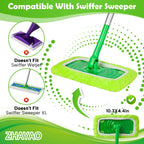 3 Pack Reusable Microfiber Mop Pads for Swiffer Sweeper Mop, Wet & Dry Use, Compatible with 10-12 Inch Flat Mops, Washable, Fits All Types of Floors