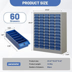 60-Drawer Parts Storage Cabinet, Multi-Purpose Organizer for Screws, Bolts, Nails, Craft Supplies, Legos, Tools, Compact Plastic Drawer Unit, Hardware Organizer for Garage, Workshop, Classroom