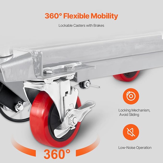 VEVOR Hydraulic Lift Table Cart, 500lbs Load Capacity 28.5 Inch Lifting Height, Manual Single Scissor Lift Table with 4 Wheels and Non-Slip Pad, Hydraulic Scissor Cart for Material Handling, Gray