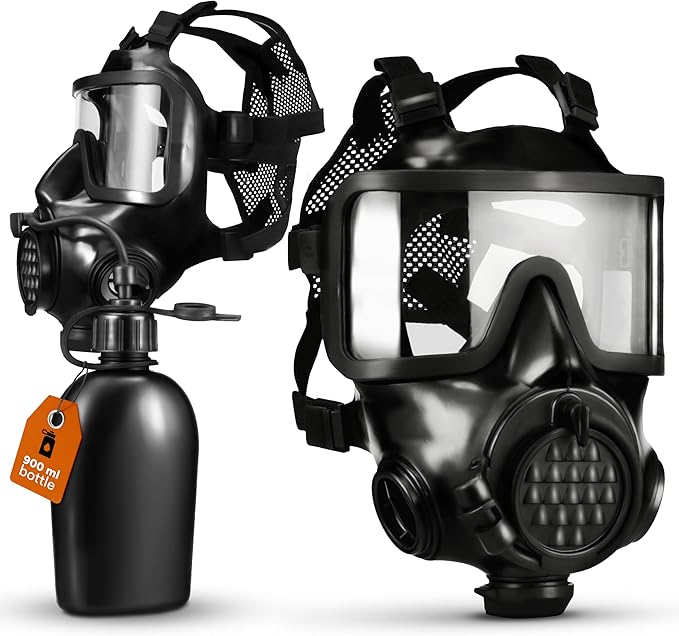MIRA SAFETY CM-8M Full-Face CBRN Gas Mask W/Canteen - Reusable Survival Nuclear Chemical Respirator for Prepper Gear and Supplies - Best Particulate Protection for Disaster, Tactical, & General Use