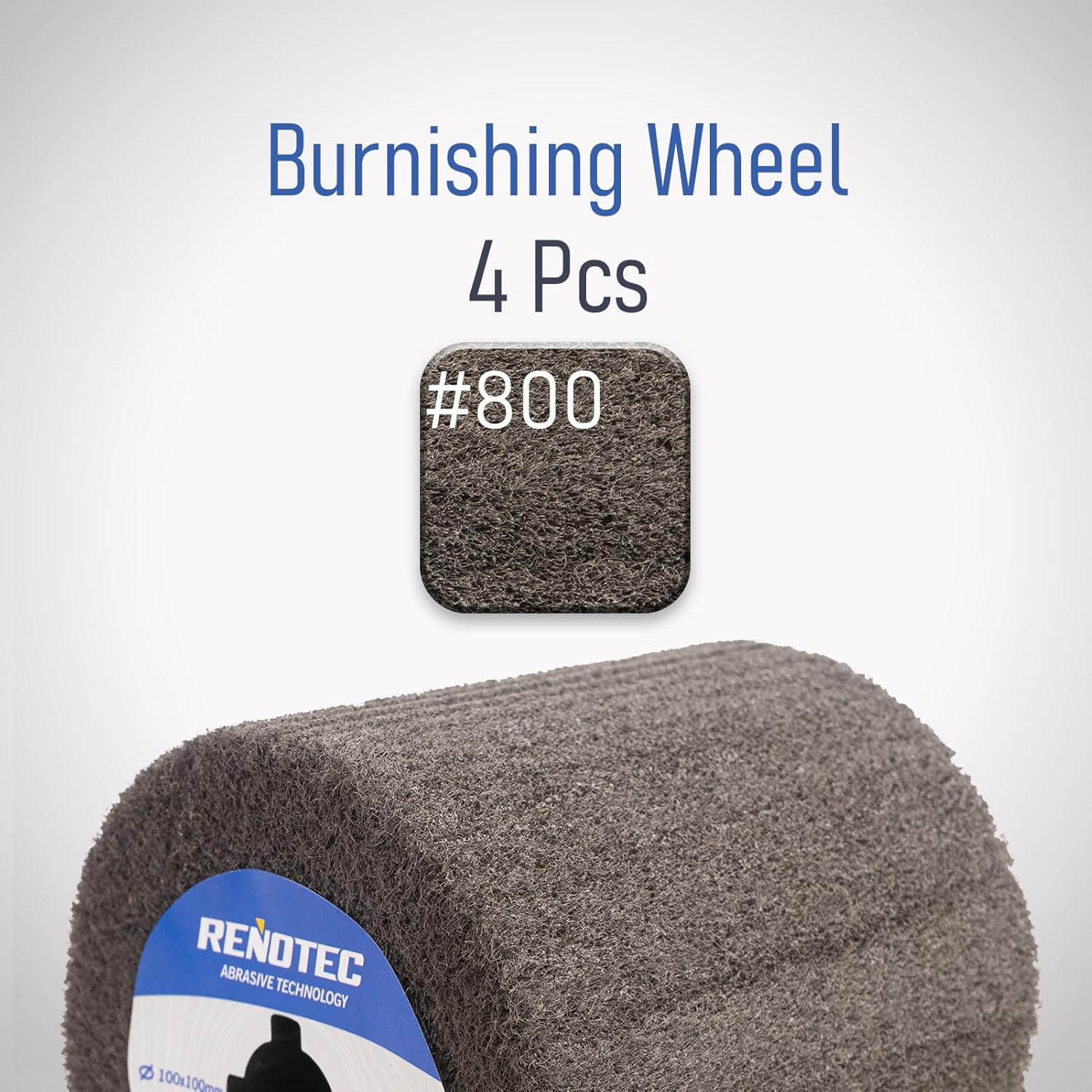 4"x4", Non-Woven Wheel, USF, Ultra Fine Grit 800, Pack of 4, S/C, for Polishing and Finishing