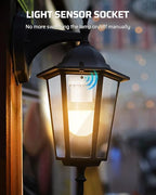 DEWENWILS Light Sensor Socket, E26/E27 Socket Adapter, Automatic Dusk to Dawn, Double Sensors for Porch/Wall Light Fixtures, Compatible with Incandescent/CFL/LED/Halogen, 2 Pack, White, ETL Listed