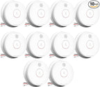 SITERWELL Smoke Detector, Hardwired Interconnected Smoke Detector, Photoelectric Smoke Alarm with 9V Backup Battery, Fire Alarm with Test/Silence Button, UL217-10th Listed, GS562A, 10 Packs