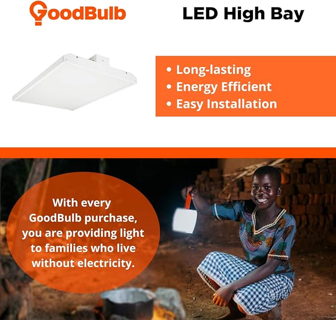 110 Watt 2 Foot High Bay | 5000K Daylight High Output 14410 Lumens | Wired 110W 100-277V High Bay | 50000 Life Hours 131LM/w | 1 Pack by GoodBulb