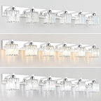 Aipsun Bathroom Vanity Light Fixtures 6 Light Chrome Vanity Light for Bathroom Crystal Vanity Lighting Fixtures (Exclude Bulb)