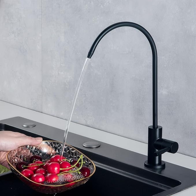Black Water Filter Faucet, Non Air Gap RO Faucet Stainless Steel for Reverse Osmosis System Easy to Install