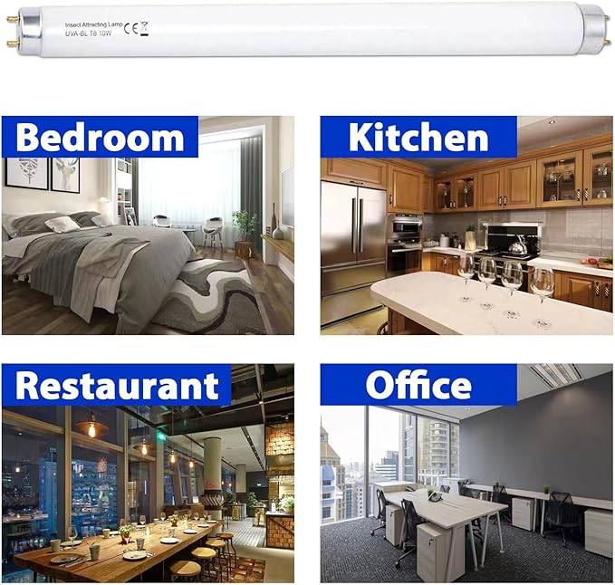 6 Pack T8F10W BL 10W Replacement Bulbs T8 10 Watts Fluorescent Tube for 20W Device 13 Inch 365-nm Black Light