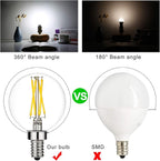 LiteHistory Dimmable e12 led Bulb g16.5 led Light Bulbs g16 Candelabra Bulbs 4W=40W Edison Bulb Daylight 5000K 400lm ac120v g50 Globe Light Bulbs for Chandelier,Vanity,Ceiling Fan Light Bulbs 6Pack