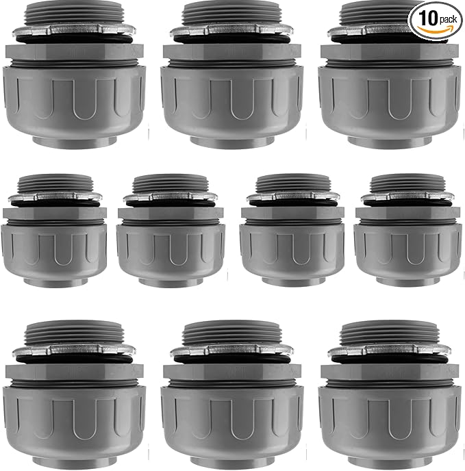 10Pack 2" Liquid Tight Connector PVC Electrical Conduit Fittings Straight 180 Degree Flexible Conduit Connector for Home Kitchen Bathroom Tube Tool Supplies,UL Listed