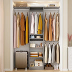 48" Small Closet Organizer, 4FT Closet System for Small Closets with 4 Hanging Rods & 3 Shelves, 80"H Small Closet Organizers and Storage for Bedrooms, Cloakrooms, Gray