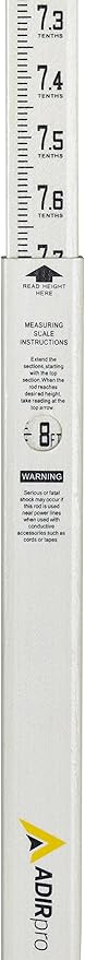AdirPro 13-Foot Fiberglass Grade Rod – 10ths, 3-Section Telescoping Rectangular Leveling Rod – Non Glare and Corrosion Resistant – Heavy Duty Carrying Case Included