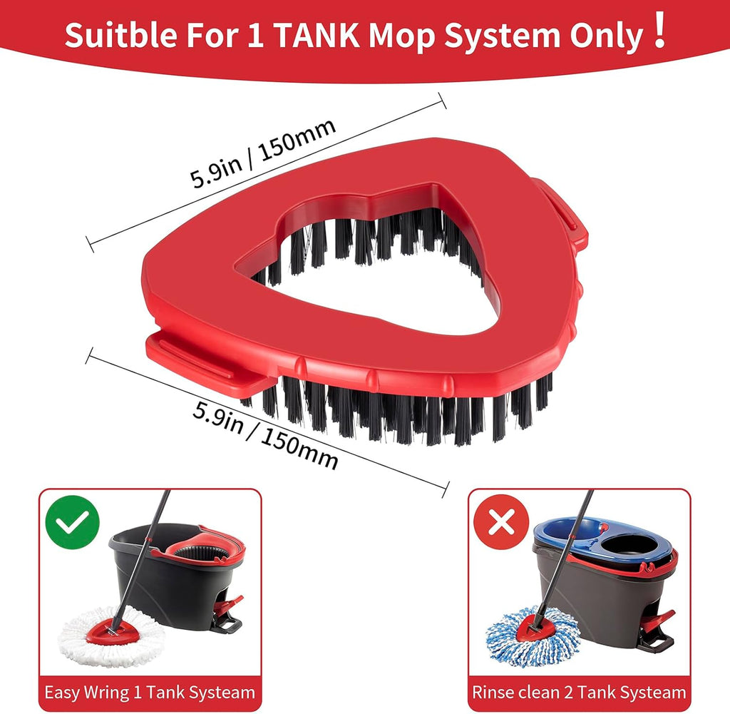 2 Pcs Scrub Brush Replacement Head for O Cedar EasyWring Spin Mop 1 Tank System, Shower Floor Scrubber, Microfiber Triangle Hard Bristle Cleaning Brush for Bathroom Kitchen Pool, Glass and Tile Walls