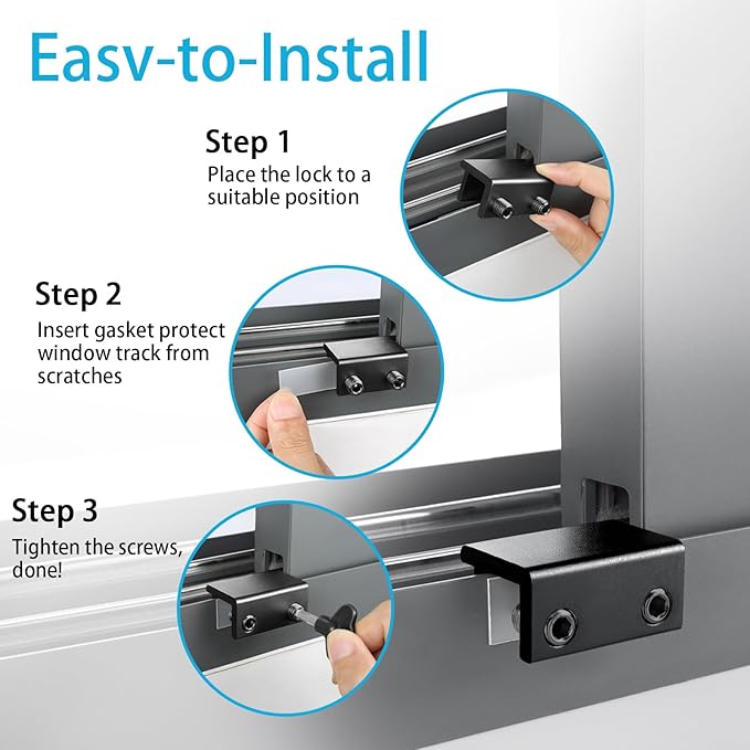 ZRFCXE Window Locks,8 Pack Sliding Window Locks with Key for Vertical & Horizontal Sliding Windows Doors,Easv to Install,Adjustable Security Window Lock for Patio Bedroom Home and Office (Black)