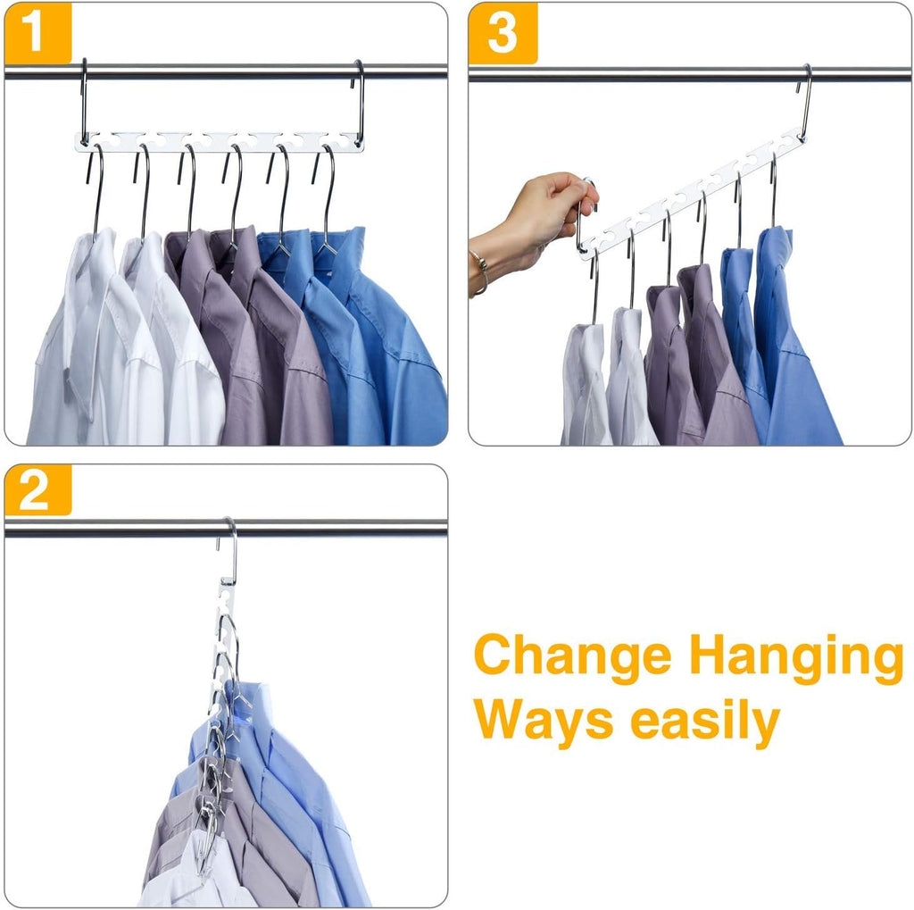 HOUSE DAY Space Saving Hangers for Clothes 20 Pack, Heavy Duty Hanger Organizer | 30 Lbs Capacity |, Metal Magic Hanger, Sturdy Multi Hangers, Closet Space Saver Closet Organizers and Storage