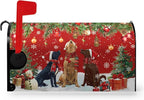 Christmas Retriever Dog Tree Magnetic Mailbox Cover Large Size 25.5 X 21 Winter Covers Snowman Red Green Xmas Holiday Oversized Mailbox Letter Box Wraps Covers for Outside Garden Yard Outdoor