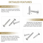 112 Pieces #10 x 1/2" 3/4" 1" 1-1/4" 1-1/2" Phillips Countersunk Head Self-Tapping Screws, Wood Screws Assortment Kit, 304 Stainless Steel