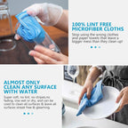ZHIDIAN Window Glass Microfiber Cleaning Cloth - 8Pack Premium Lint Free Mirrors Polishing Rags, Eye Glasses Shower Glass Cleaner Towels, Wipes for Car Windows, Blue-12x12”