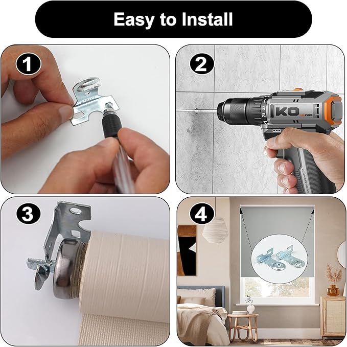 Roller Shades Bracket,4 Pairs Blind Brackets for Roller Window Shades,Metal Roller Shade Hardware with Screws,Outside Mounted Window Blind Brackets for Livingroom Bedroom Office, Silver