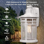 Darkaway Outdoor Porch Lights Wall Mount, Outdoor Light Fixtures Sconces Wall Lighting with Seeded Glass Waterproof Exterior Lights for Patio Yard House Hallway Doorway Garage(1 Pack, White)