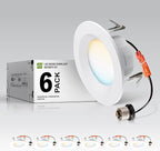 ASD Retrofit LED Recessed Lighting 4 Inch | 9W 700 Lm Wet Rated Dimmable Ceiling Downlights | 2700K-5000K Adjustable CRI90 White Room Recessed Light Fixtures | LED Can Lights, UL Listed 6 Pack