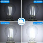 Energetic Dimmable LED Filament Light Bulbs, 8W, 60 Watt Equivalent, Daylight 5000K, Classic Clear Glass, A19 LED Light Bulb, 6 Pack