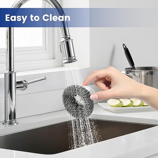 5Pcs Steel Wool Scrubber with Handle - Stainless Steel Scouring Pads Set for Cast Iron, Pans, Grill, Sink Cleaning(1 Scrubber+4 Pads)