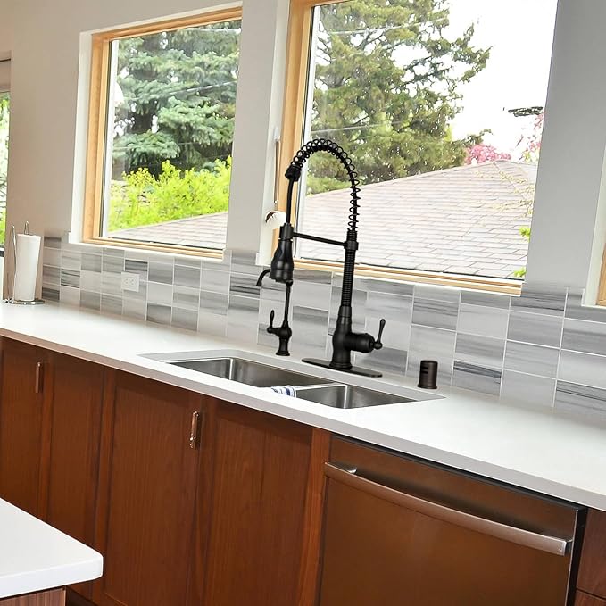 Akicon One-Handle Pre-Rinse Pull-Down Spring Kitchen Faucet