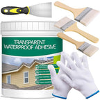 1Kg/36Fl.oz Transparent Waterproof Coating Invisible Waterproof Agent Set with Indoor&Outdoor Insulating Sealant with Wooden Brush Putty Knife Cut Resistant Work Gloves