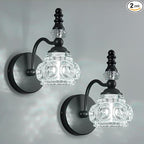 Modern Wall Sconces Set of Two Black Vintage Indoor Glass Wall Lamp Bathroom Vanity Light Fixture Wall Mounted Room Sconce Wall Lighting