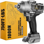 Cordless Impact Wrench 1/2 inch for Dewalt Battery, 750FT-LBS (1000N.m) Brushless Electric Impact Gun Includes LED Work Light, High Torque Impact Driver, Bare Tool Only