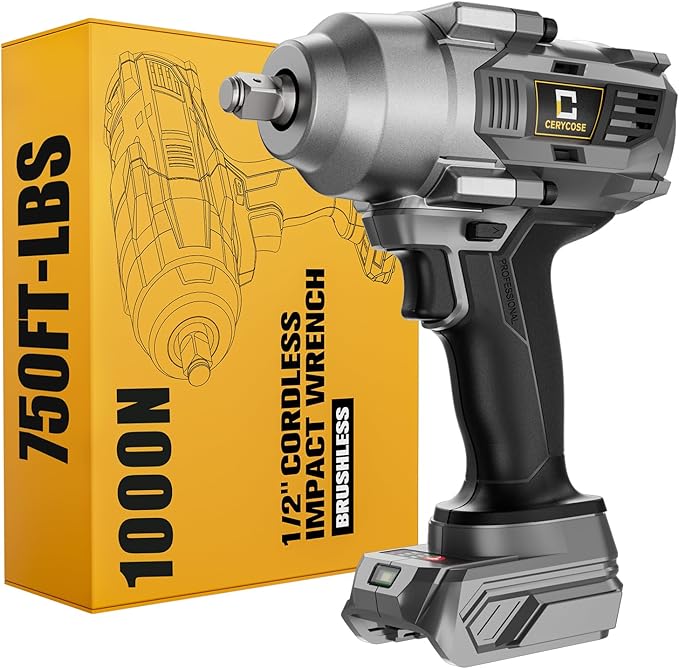 Cordless Impact Wrench 1/2 inch for Dewalt Battery, 750FT-LBS (1000N.m) Brushless Electric Impact Gun Includes LED Work Light, High Torque Impact Driver, Bare Tool Only